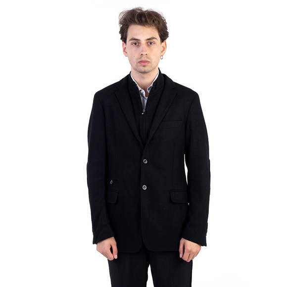 WOOL AND CASHMERE BLACK SINGLE-BREASTED | MENS SIZE L - Picture 2 of 6